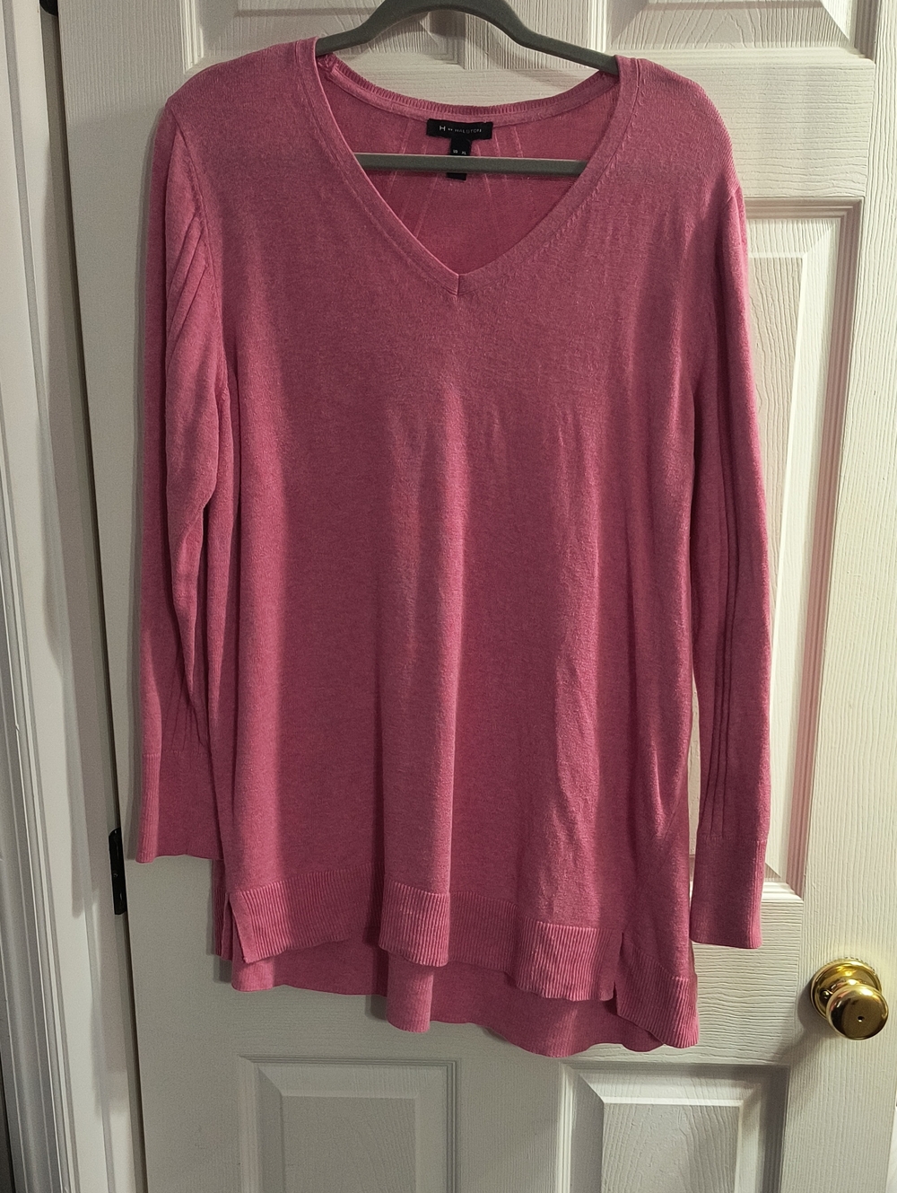 H By halaton Rose Pink V-Neck Long Sleeve Sweater
